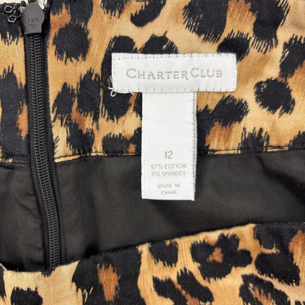 Charter Club Womens Leopard Print Knee Length Pencil Skirt Size 12 Mobwife Y2K - Picture 5 of 9